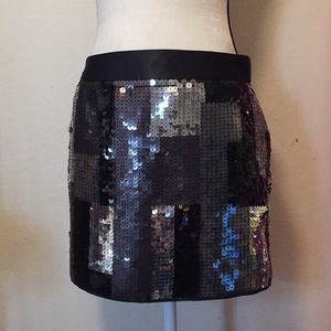Express black and silver sequin skirt